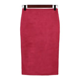 Fongt Skirt Solid Color Split Deer Skin Velvet Skirt High Purse Hip Thin Versatile Skirt-Outfit
