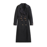 Fongt Women's Spring And Autumn New Loose Double Buckle With Belt Denim Wind Coat British Wind