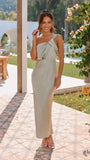24 New Style Elegant One Shoulder Solid Color Bra A-line Dress Slim Fit Fashion Party MIDI Evening Dress-Outfit