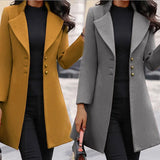 Fongt And Winter Long Korean Version Of The Lady's Collar Showing Thin Solid Color Slim Woman's Hair Coat Woman