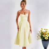 Fongt Women's 2026 Spring And Summer New Sexy Fashion Slings To Collect Waists Thin Back Dress