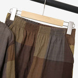 ZANZEA Vintage Plaid Checked Matching Sets Sets Summer Women Tracksuit Casual Half Sleeve Blouse Pants Suits Loose Urban