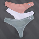Thong V Waist Design G-String Women's Panties Cotton Panties Female Underpants Solid Pantys Intimates Lingerie