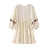 Fongt Women's Clothing 2025 Summer New Splicing Embroidery Short Dress