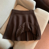 Knitted Pleated Mink Skirt-Outfit