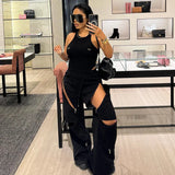 Fongt Women's Autumn And Winter Pure Color High-Waisted Multi-Waist Zipper Tight Rope Loose Sports Leisure