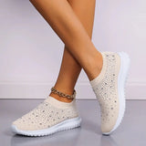 Crystal Breathable Mesh Sneaker Shoes for Women Comfortable Soft Bottom Flats Plus Size 43 Non Slip Casual Shoes Woman-Outfit