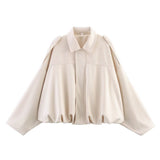 Fongt Women's Clothing Explosion Nine-Colored Velvet Texture Collar Loose Bomber Jacket Jacket