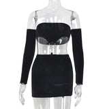 Sexy Slash Neck Off Shoulder Cut Out Mini Dress Women Backless Long Sleeve Bodycon Dresses 2021 Fall Black Goth Cute