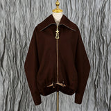 Fongt Autumn New Personality Collar Heavy Industry Embroidery Splicing Loose Pumping Rope Fashion Velvet Coat Woman