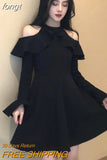 Sleeve Dress Women Solid Simple Off Shoulder All-match Autumn New Fashion Elegant A-line Sexy Female Mini Vestido