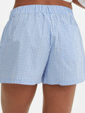 Women Front Button Shorts Loose Casual Elastic High Waist Plaid/Striped Print Lounge Shorts Going Out Short Pants New-Outfit