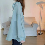 Fongt Temperament Long-Sleeved Sunscreen Shirt Women 2025 Summer New Chiffon Shirt Air-Conditioning Shirt White