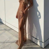Fongt Hollow Beach Half-Bromish Skirt Strapted To See Through The Crocheted Fork 2023 Long Skirt