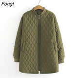Women Autumn and Winter Loose Casual Women's Cotton Clothes Round Neck Zipper Solid Color Warm Coat Winter Jacket