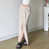 Fongt Design Feeling Pleated High Waist Irregular Skirt Female Simple And Versatile Open Split Wrapped Hip Skirt-Outfit