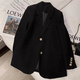 Fongt Suit Jacket Female GJ Sense Spring Autumn 2024 New White Korean Version Fashion Long Small Suit-Outfit