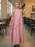 Congfeng Heavy Industry Flower Collage Dress 2025 New Sleeveless Three-Dimensional High-End Sense A-Character Dress