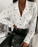 Women Simply Candy Color Single Breasted Polka Dot Shirts Office Lady Blouses Long Sleeve Blouse Roupas Chic Chemise