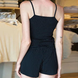 Casual Print Short Suits Summer Basic Button Patchwork Sleeveless Crop Top and Elastic Low Rise Shorts Two Piece Sets y2k-Outfit