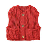Fongt Women's Explosive Coarse Knitted Vest Cardigan