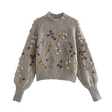 Autumn New Beaded Sweaters With Loose Semi-High Necks 01957101706-Outfit