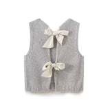 Fongt Women's Clothing 2025 Autumn New Street Fashion Vest Bow Sweater Vest
