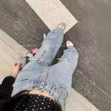 Denim Bow High Waist Wide Leg Jeans-Outfit