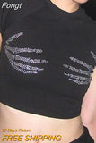 Women Goth Clothes y2k Crop Tops Summer 2023 T shirts Grunge 2000s Trashy Aesthetic Short Sleeve Tees Young Girls