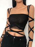 Dark Y2k Gothic Punk Black Women Camis Lace Up Backless Bodycon Crop Tops Emo Alternative Clothes Fashion Summer