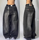 Multi-pocket Washed Baggy Jeans-Outfit