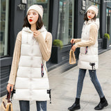 2024 New Down Cotton Vest Female Long Hooded Korean Version Student Winter Vest Coat Bf Clip-Outfit