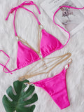Fongt 2025 New Bikini Crystal Diamond Body Chain Decoration Swimsuit Strap Split Beach