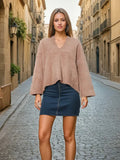 Fongt Spring New Simple Wind Blouse Comfort Temperament V Collar Loose Leisure With Short Marmal Velvet Wear