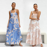 Fongt Spring And Summer New Simple Print Fashion Slip Big Skirt Dress-88105-Outfit