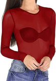 Fongt Short Long Sleeve Perspective Mesh T Shirt Shirt Female T Shirt Mesh Polyester