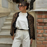 Leopard Print Knitted Cardigan-Outfit