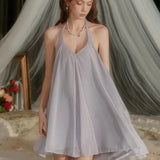 Fongt Luth's Same Sexy Pajamas 2025 Purple Hanging Neck Sling Dress Women's Summer Show Back Sleeveless Ponmped Skirt