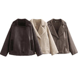 Fongt Women's Explosive Lamb Woolen Collar Coat Fashion Trendy Korean Version Of Casual