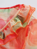 Plunge V Neck Chiffon Blouse-Outfit
