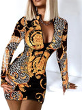 Letter Print Zipper Design Long Sleeve Hole