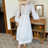Fongt 2025 New White Shirt Women's Long-Sleeved French Design Dress Holiday