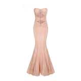 New Women's Sexy Hollow Corset Dress Temperament Mesh Fishtail Dress