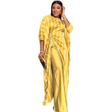 Fongt Casual Loose Round Collar Long Dresses Fashion High Waist Straight Pants Two-Piece Set