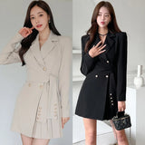 Fongt Sister Fan Professional Style Suit Collar Fashion Pressed Folding Professional Coat Women's Autumn New Fashion Suit Dress