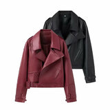 Fongt Women's Street Trend Locomotive Wind Sheep Leather Coat