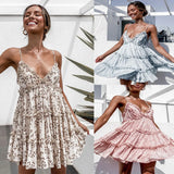 Fongt And Summer 2023 New Small Fresh And Sweet Digital Print Sling Lace Dress 1301-Outfit
