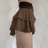 Retro High-Waisted Skirt 2024 Spring / Summer New Irregular Design A-Shaped Casual Skirt Trend-Outfit
