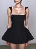 Fongt Temperament Dress Women 2025 Spring New Elegant Wind Strap Design Feel Solid Color Sling