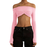 Fongt Spring And Summer Explosion Women's First-Word Collar Perspective Wrapped Bra Short